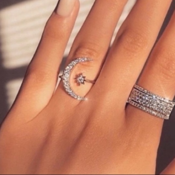 LAST! Best seller! Silver rhinestone 🌙 ring midi - Picture 4 of 5